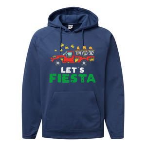 Three Mexican Gnomes On Taco Truck Lets Fiesta Cinco De Mayo Performance Fleece Hoodie