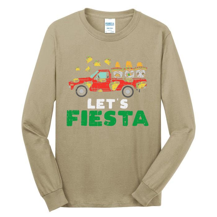 Three Mexican Gnomes On Taco Truck Lets Fiesta Cinco De Mayo Tall Long Sleeve T-Shirt