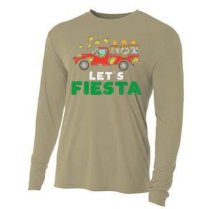 Three Mexican Gnomes On Taco Truck Lets Fiesta Cinco De Mayo Cooling Performance Long Sleeve Crew