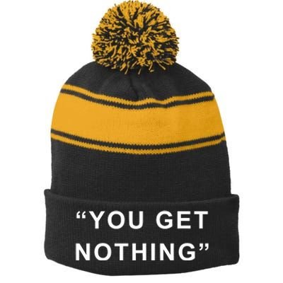 Thepondpork Marco Garofalo Pork You Get Nothing Stripe Pom Pom Beanie