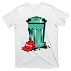 Trump Maga Garbage Can Cartoon Character American Flag T-Shirt