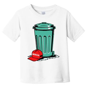 Trump Maga Garbage Can Cartoon Character American Flag Toddler T-Shirt