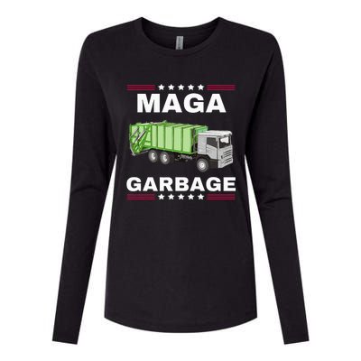 Trump Maga Garbage Truck American Flag Womens Cotton Relaxed Long Sleeve T-Shirt