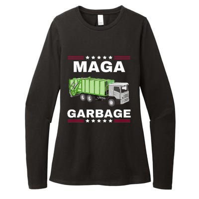 Trump Maga Garbage Truck American Flag Womens CVC Long Sleeve Shirt