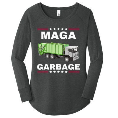 Trump Maga Garbage Truck American Flag Women's Perfect Tri Tunic Long Sleeve Shirt