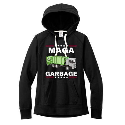 Trump Maga Garbage Truck American Flag Women's Fleece Hoodie