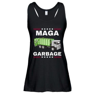 Trump Maga Garbage Truck American Flag Ladies Essential Flowy Tank