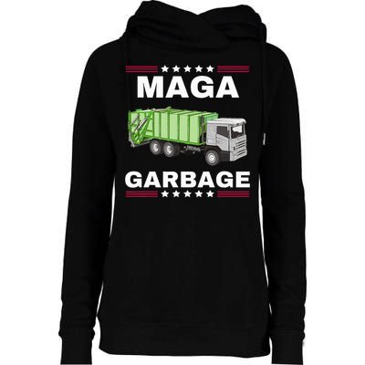 Trump Maga Garbage Truck American Flag Womens Funnel Neck Pullover Hood