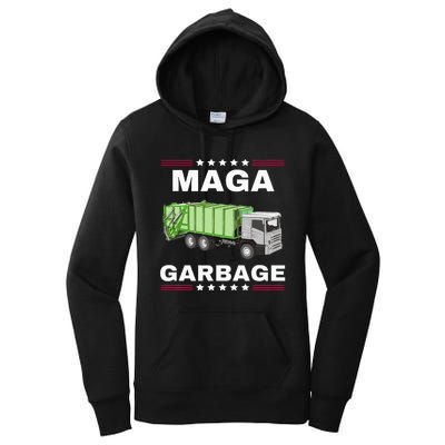 Trump Maga Garbage Truck American Flag Women's Pullover Hoodie