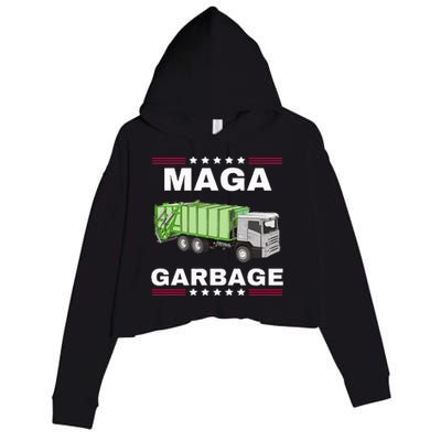 Trump Maga Garbage Truck American Flag Crop Fleece Hoodie