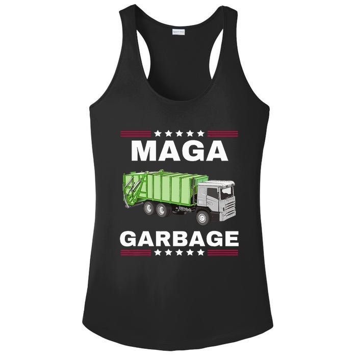 Trump Maga Garbage Truck American Flag Ladies PosiCharge Competitor Racerback Tank