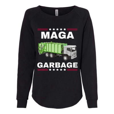 Trump Maga Garbage Truck American Flag Womens California Wash Sweatshirt