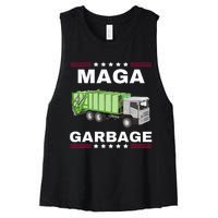 Trump Maga Garbage Truck American Flag Women's Racerback Cropped Tank