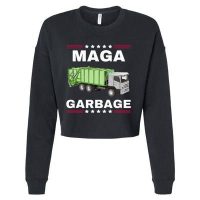 Trump Maga Garbage Truck American Flag Cropped Pullover Crew