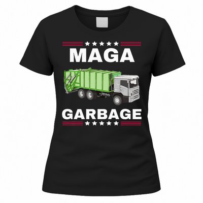 Trump Maga Garbage Truck American Flag Women's T-Shirt