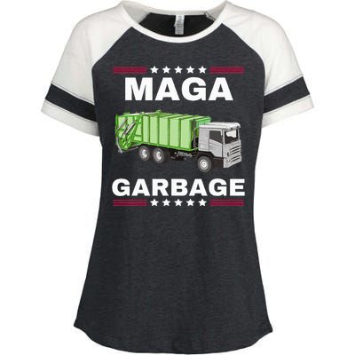 Trump Maga Garbage Truck American Flag Enza Ladies Jersey Colorblock Tee