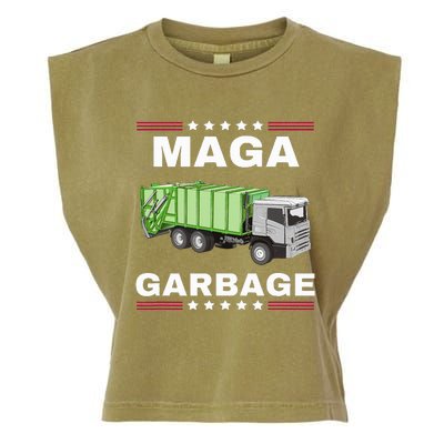 Trump Maga Garbage Truck American Flag Garment-Dyed Women's Muscle Tee