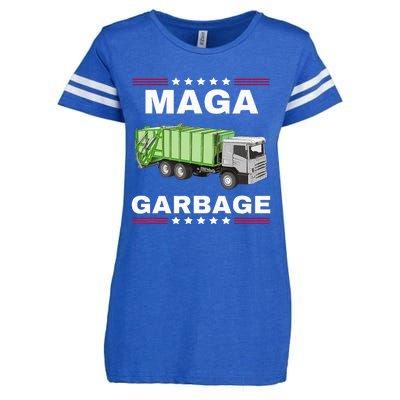 Trump Maga Garbage Truck American Flag Enza Ladies Jersey Football T-Shirt