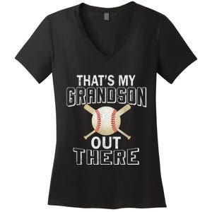 ThatS My Grandson Out There Baseball Grandma MotherS Day Women's V-Neck T-Shirt