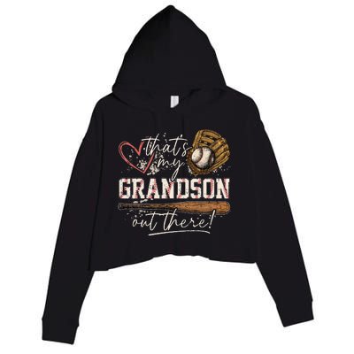 ThatS My Grandson Out There Baseball Grandma Crop Fleece Hoodie