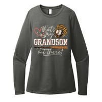 ThatS My Grandson Out There Baseball Grandma Womens CVC Long Sleeve Shirt