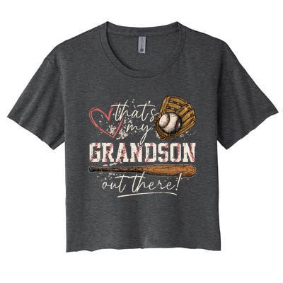 ThatS My Grandson Out There Baseball Grandma Women's Crop Top Tee