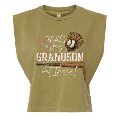 ThatS My Grandson Out There Baseball Grandma Garment-Dyed Women's Muscle Tee