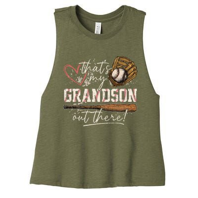 ThatS My Grandson Out There Baseball Grandma Women's Racerback Cropped Tank