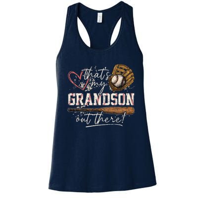 ThatS My Grandson Out There Baseball Grandma Women's Racerback Tank