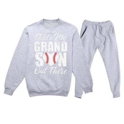 That's My Grandson Out There Baseball Grandma Premium Crewneck Sweatsuit Set