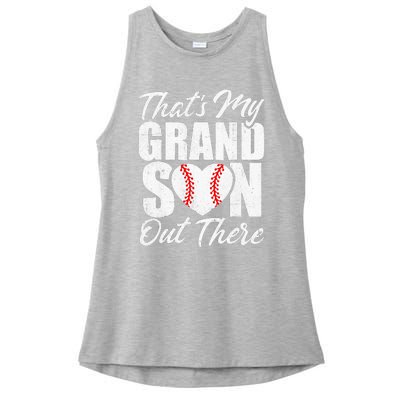 That's My Grandson Out There Baseball Grandma Ladies PosiCharge Tri-Blend Wicking Tank