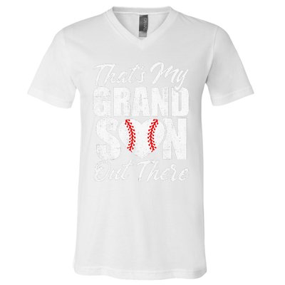 That's My Grandson Out There Baseball Grandma V-Neck T-Shirt