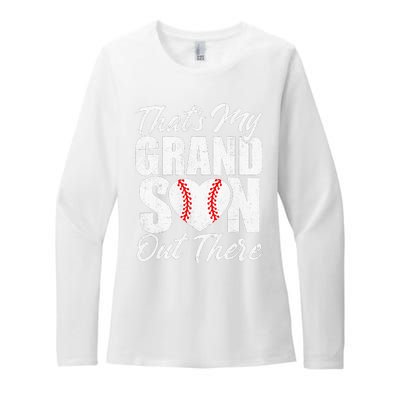 That's My Grandson Out There Baseball Grandma Womens CVC Long Sleeve Shirt