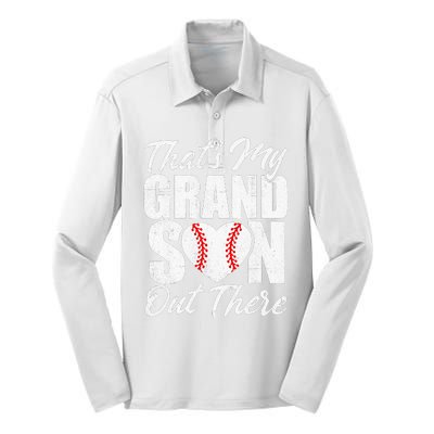 That's My Grandson Out There Baseball Grandma Silk Touch Performance Long Sleeve Polo