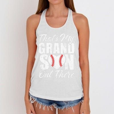 That's My Grandson Out There Baseball Grandma Women's Knotted Racerback Tank