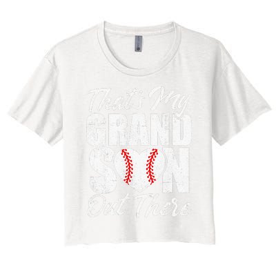 That's My Grandson Out There Baseball Grandma Women's Crop Top Tee