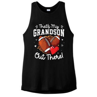 ThatS My Grandson Out There Funny Football Grandma Ladies PosiCharge Tri-Blend Wicking Tank