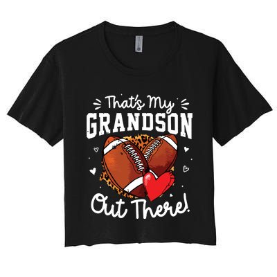 ThatS My Grandson Out There Funny Football Grandma Women's Crop Top Tee