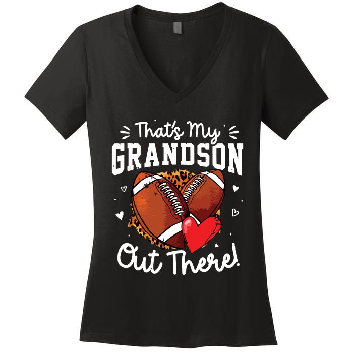 ThatS My Grandson Out There Funny Football Grandma Women's V-Neck T-Shirt