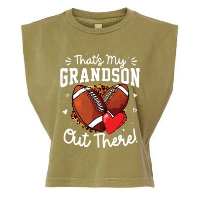 ThatS My Grandson Out There Funny Football Grandma Garment-Dyed Women's Muscle Tee