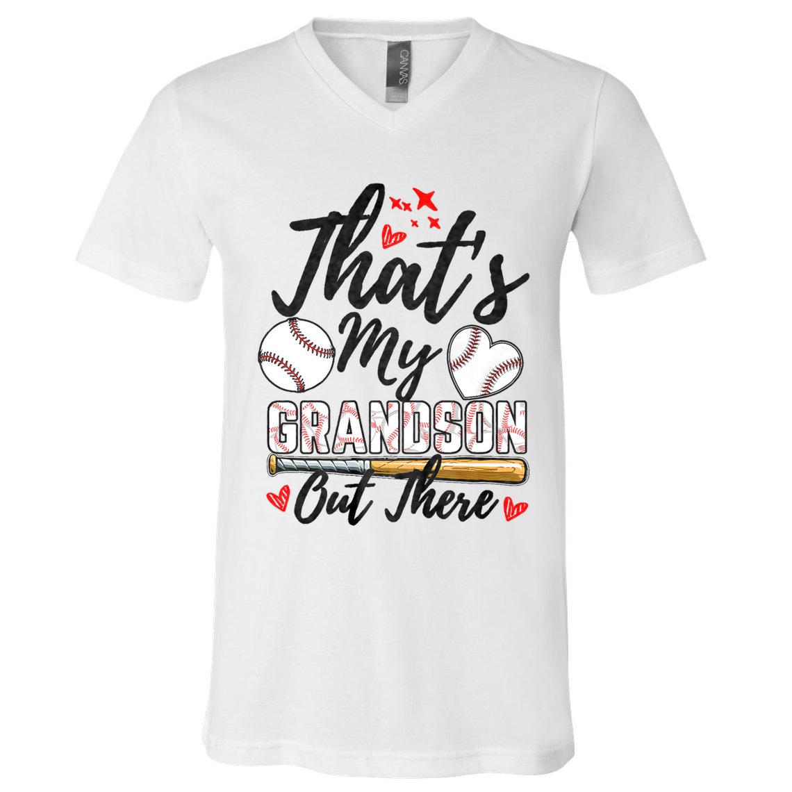 ThatS My Grandson Out There Baseball Grandma MotherS Day V-Neck T-Shirt