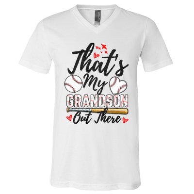 ThatS My Grandson Out There Baseball Grandma MotherS Day V-Neck T-Shirt