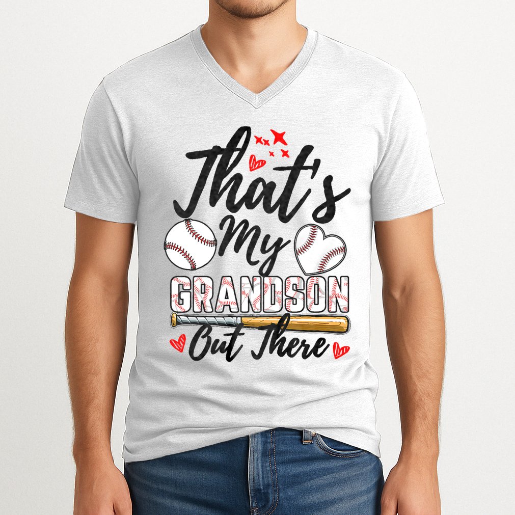 ThatS My Grandson Out There Baseball Grandma MotherS Day V-Neck T-Shirt