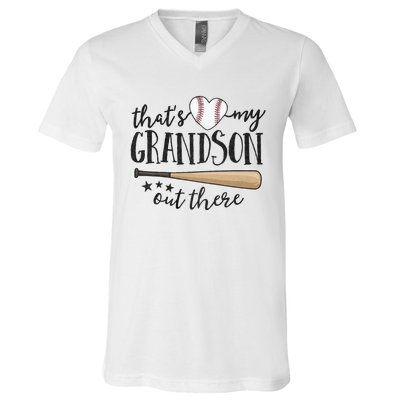 ThatS My Grandson Out There Baseball Grandma MotherS Day V-Neck T-Shirt