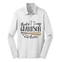 ThatS My Grandson Out There Baseball Grandma MotherS Day Silk Touch Performance Long Sleeve Polo