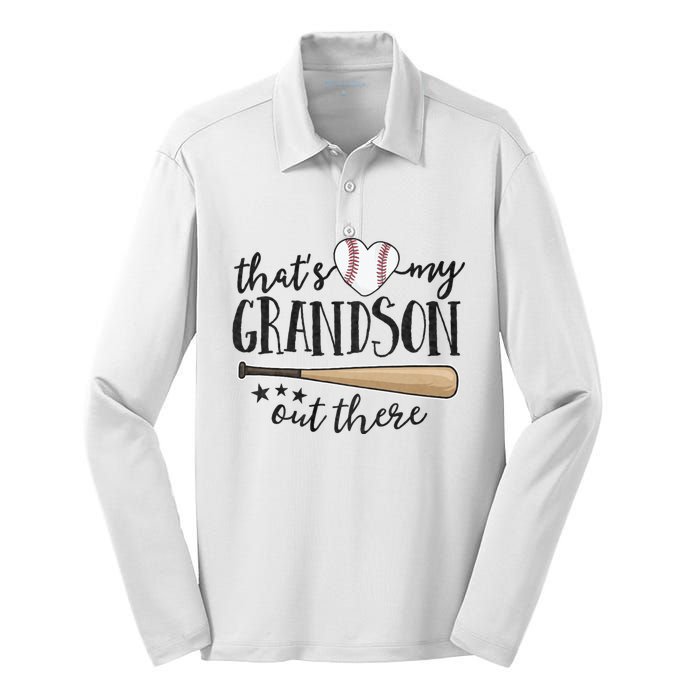 ThatS My Grandson Out There Baseball Grandma MotherS Day Silk Touch Performance Long Sleeve Polo