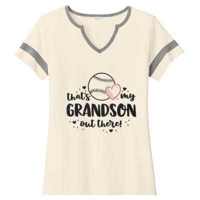 ThatS My Grandson Out There Baseball Grandma MotherS Day Ladies Halftime Notch Neck Tee