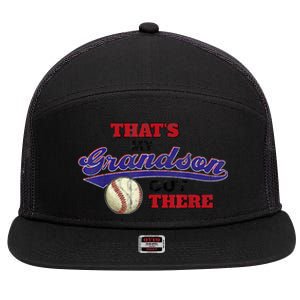 That's My Grandson Out There Baseball Grandma Mother's Day 7 Panel Mesh Trucker Snapback Hat