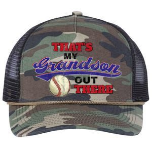 That's My Grandson Out There Baseball Grandma Mother's Day Retro Rope Trucker Hat Cap