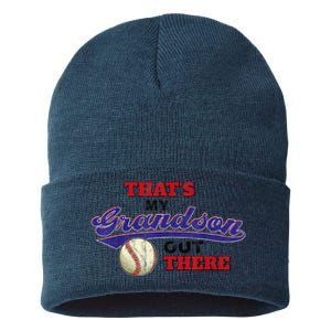 That's My Grandson Out There Baseball Grandma Mother's Day Sustainable Knit Beanie